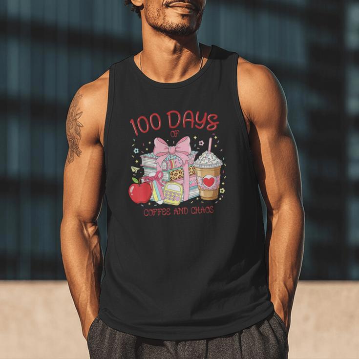 100th Day Of School Teachers 100 Days Of Coffee Chaos Books Men Tank Top