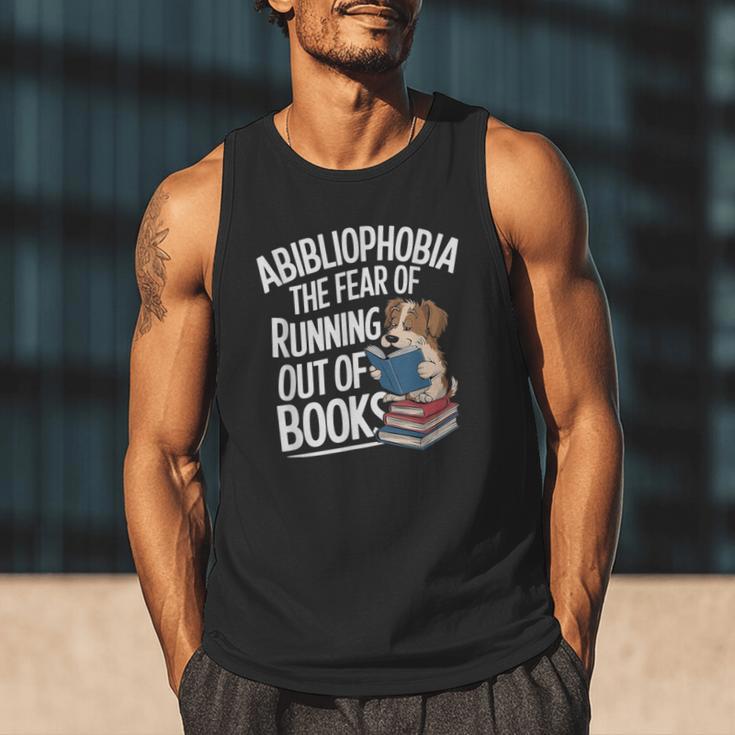 Abibliophobia Dog Book Lover Library Men Tank Top