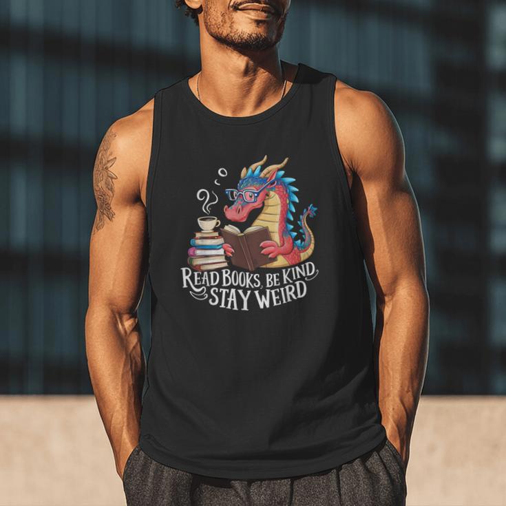 Adorable Book Lover Dragon Read Books Be Kind Stay Weird Men Tank Top Adorable Book Lover Dragon Read Books Be Kind Stay Weird Men Tank Top