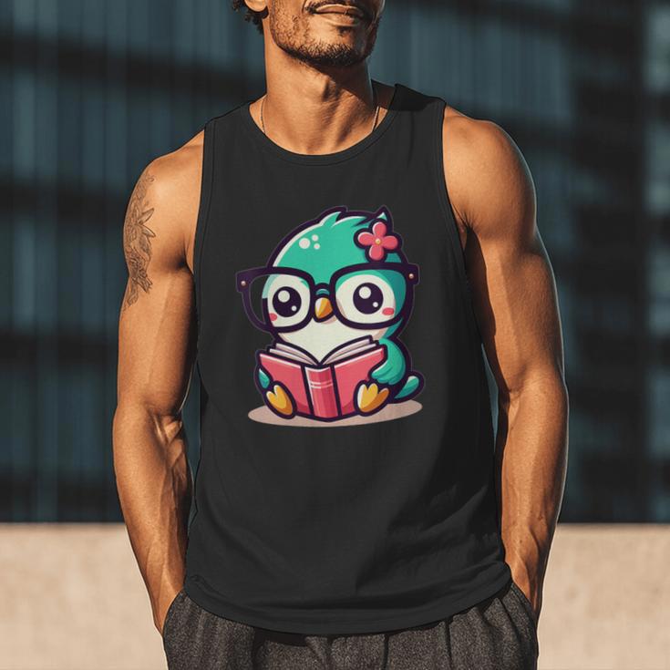 Adorable Book Lover Humming Bird With Reading Glasses Cute Men Tank Top
