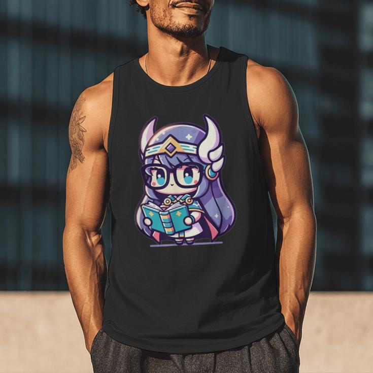 Adorable Book Lover Valkyrie With Reading Glasses Cute Men Tank Top
