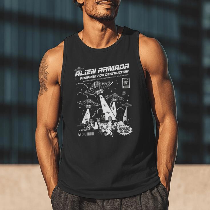 Alien Abduction UFO Lovers Comic Book Style Shirt Men Tank Top