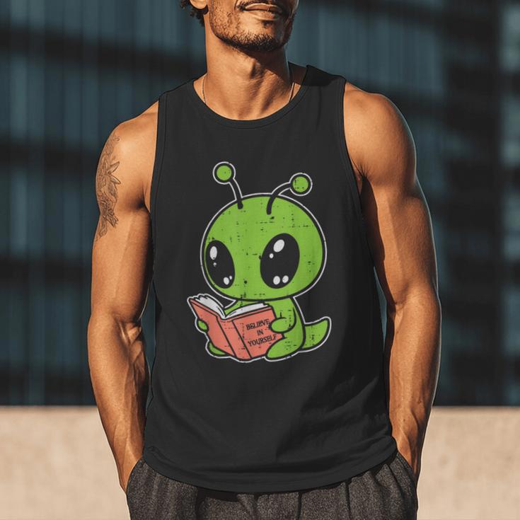 Alien Reading Book Believe In Yourself Kids Women Men Men Tank Top