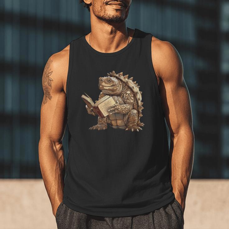 Alligator Snapping Turtle Reading A Book Men Tank Top