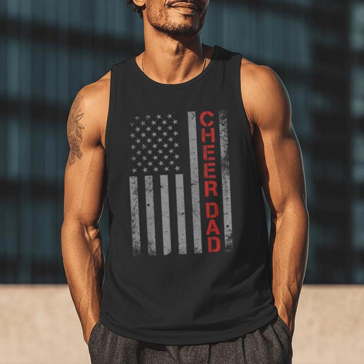 American Flag Cheer Dad Vintage Patriotic Father Cheerleader Men Tank Top