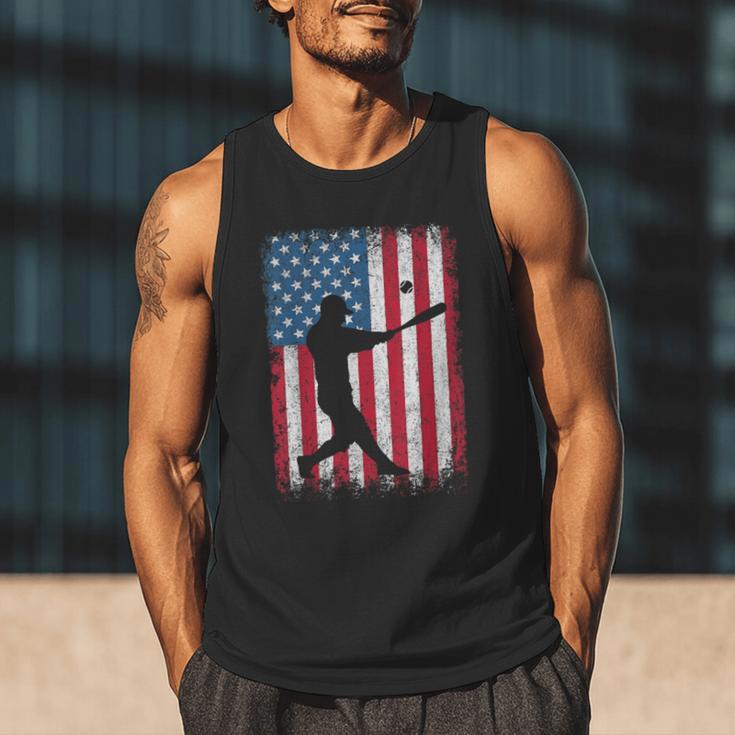 American Flag Vintage Baseball Flag Dad Mom Tee T-Shirt Men Tank Top