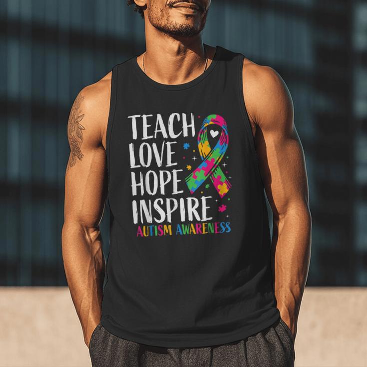Autism Awareness Ribbon Mom Dad Kids Autistic Support Autism Men Tank Top