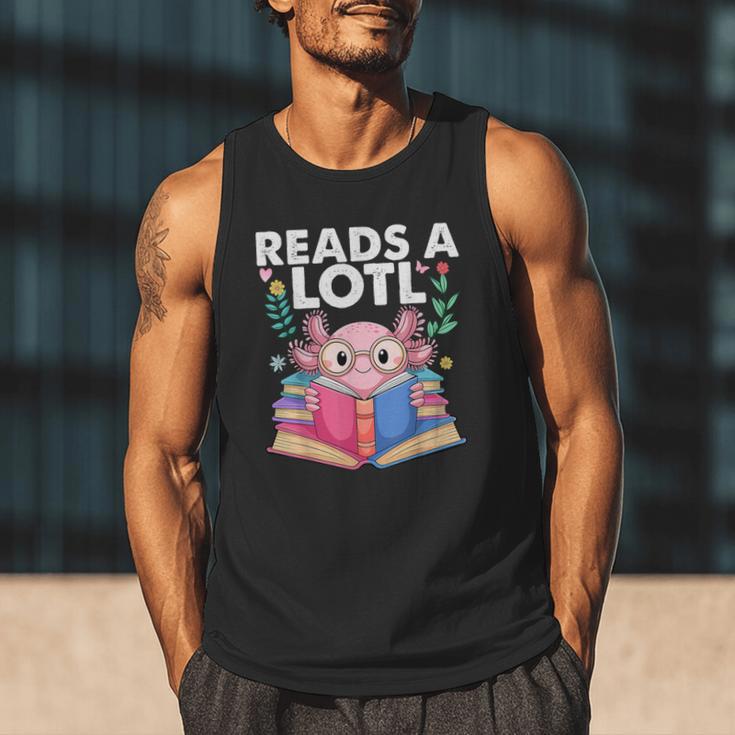 Axolotl Books Readsalotl Reading Bookworm Boys Girls Men Tank Top