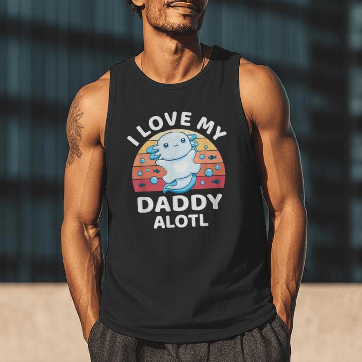 Axolotl Kids Teens Retro Sunset I Love My Daddy Men Tank Top