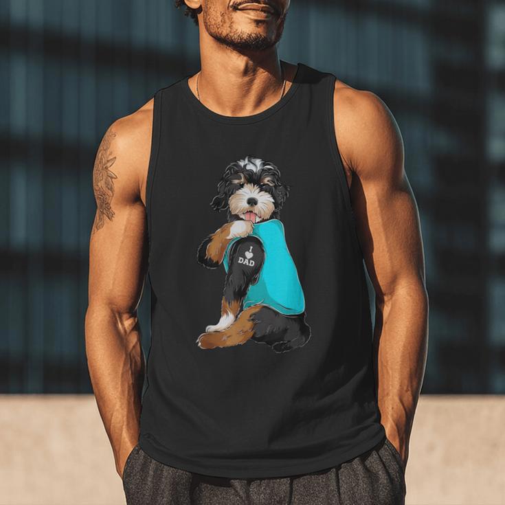 Bernedoodle I Love Dad Tattoo Apparel Dog Dad Dads Men Tank Top