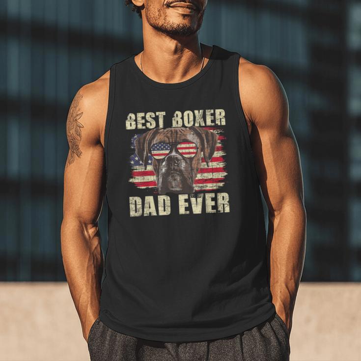 Best Boxer Dad Ever USA Flag American Dog Animal Lover Men Tank Top
