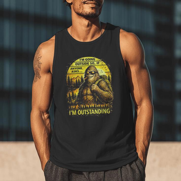 Bigfoot Outdoor Hiking Dad Joke Im Outstanding Sasquatch Men Tank Top
