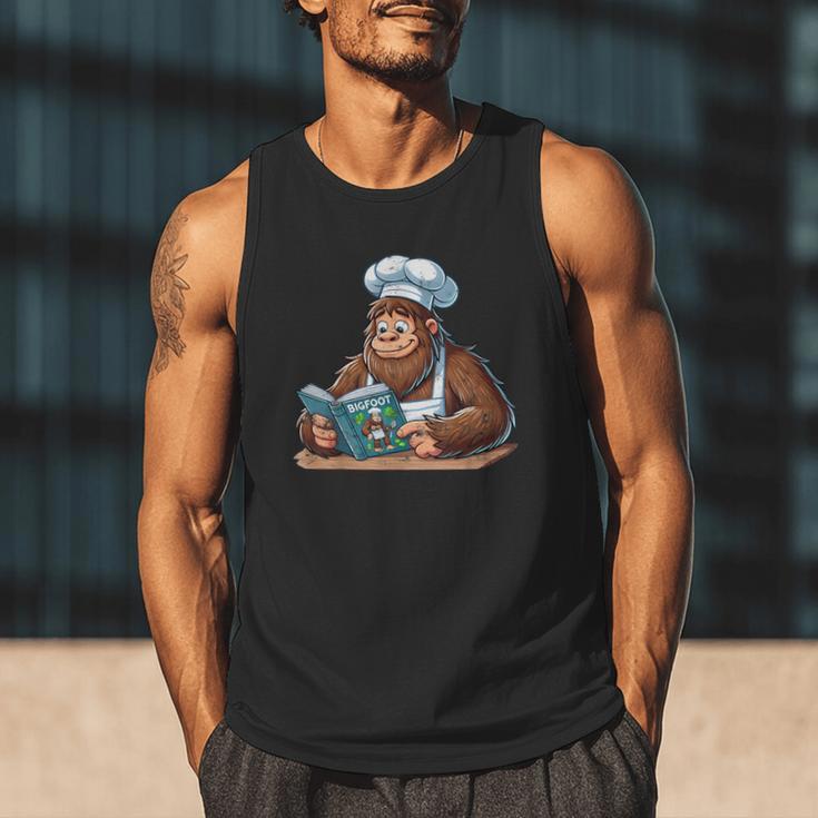 Bigfoot Reading a Cookbook Men Tank Top