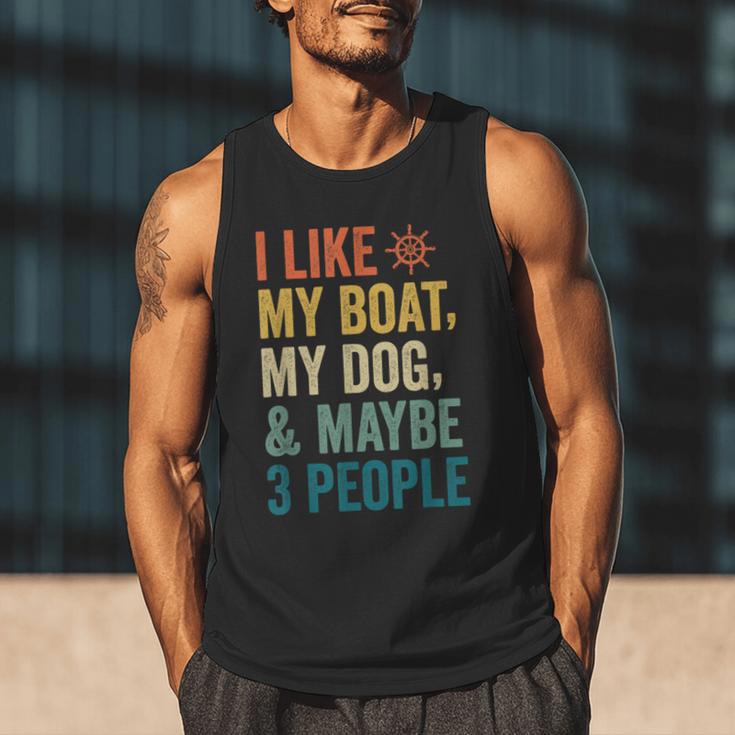 I Like My Boat Dog And Maybe 3 People Retro Sailor Dad Men Tank Top
