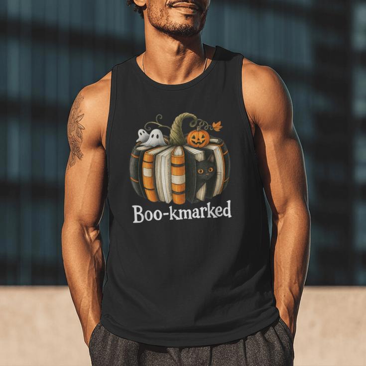 Boo-Kmarked Fall Pumpkin Books Halloween Teacher Teaching Men Tank Top