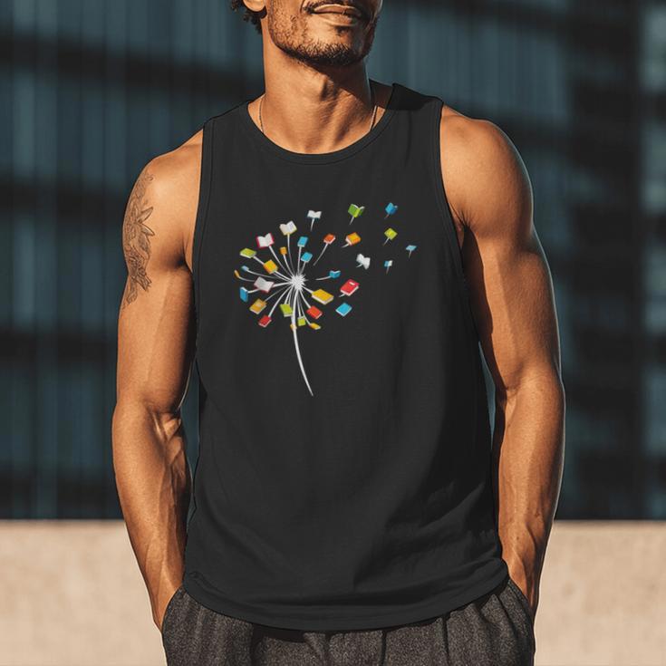 Book Dandelion Reading Lover Bookworm Bookish Librarian Read Men Tank Top