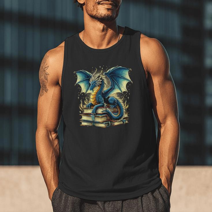 Book Lover Reading Fantasy Dragon Men Tank Top