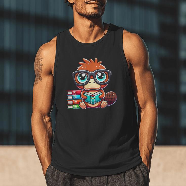 Book Lover Reading Platypus Men Tank Top