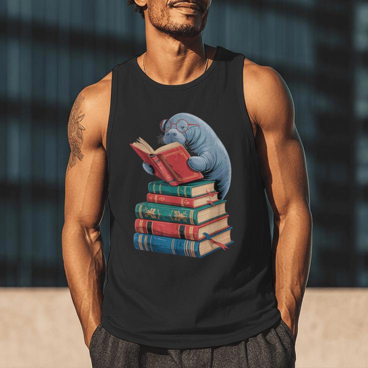 Book Reading Book Reader Manatees Sea Animal Sea Cow Manatee Men Tank Top