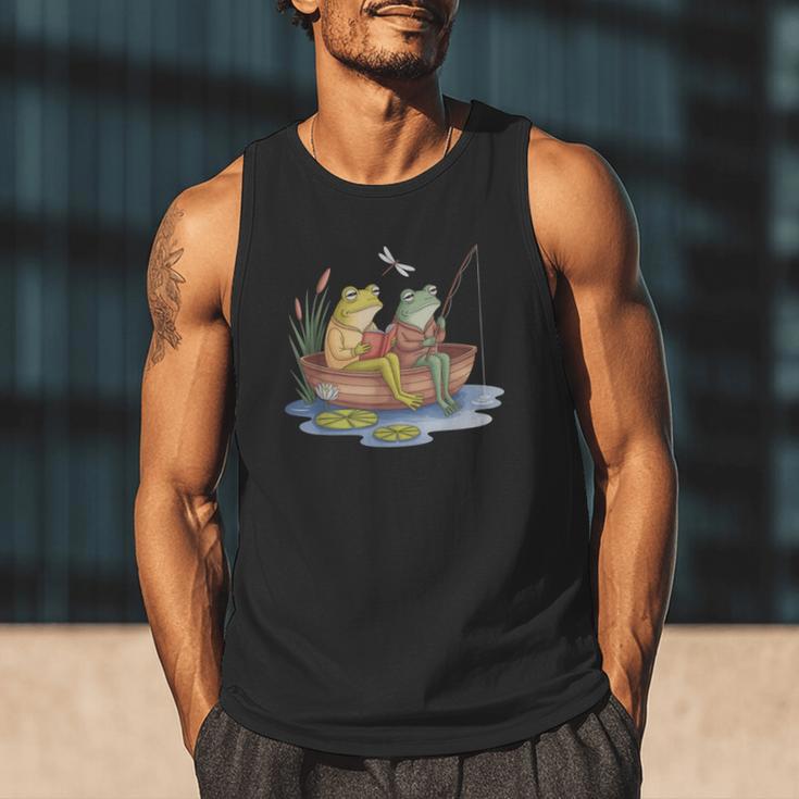 Book Shirt Frog Toad Fishing Vintage Book Frog Men Tank Top