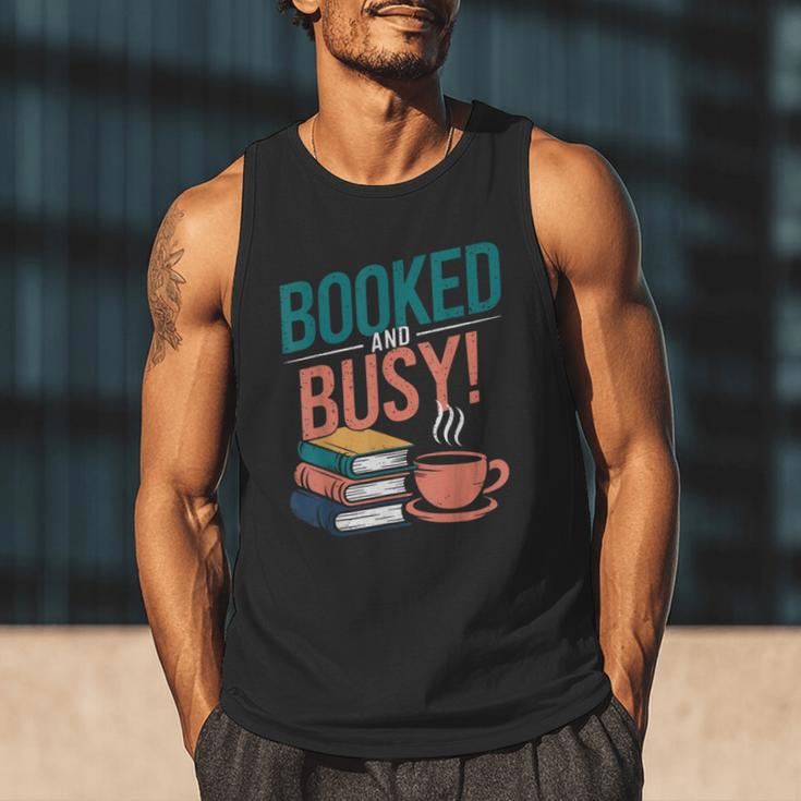 Booked And Busy Cool Coffee Reading Relaxing Books Men Tank Top
