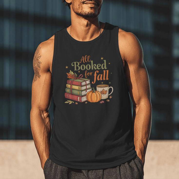 All Booked For Fall Books Coffee Fall Leaves Pumpkins Autumn Men Tank Top