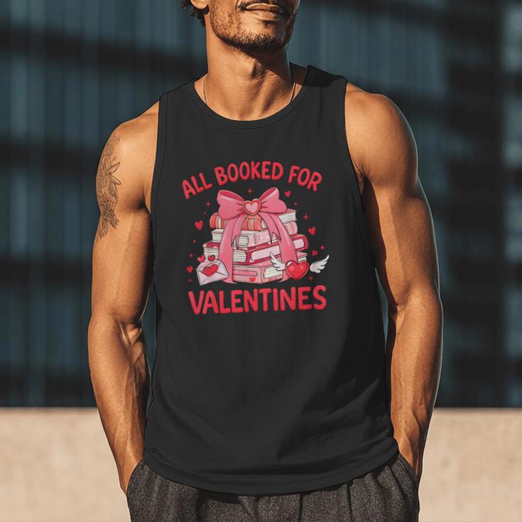 All Booked For Valentine Bow Books Lover Teacher Girl Women Men Tank Top