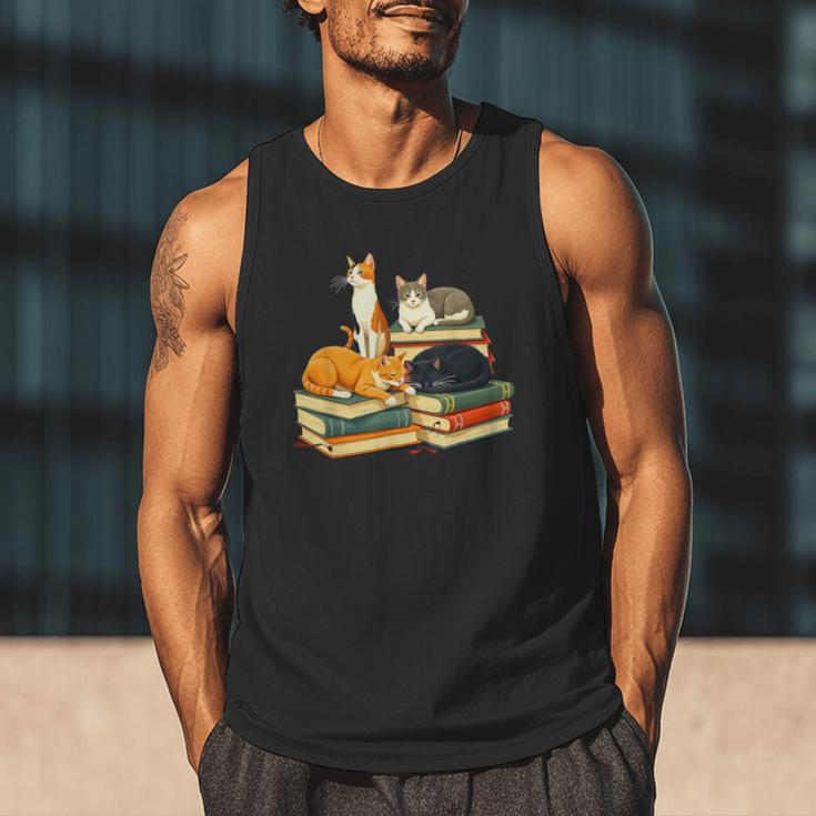Bookish Cat Lover Cute Reading Squad Books & Kittens Love Men Tank Top