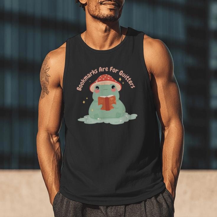 Bookmarks Are For Quitters Frog Reading Book Graphic Men Tank Top Bookmarks Are For Quitters Frog Reading Book Graphic Men Tank Top