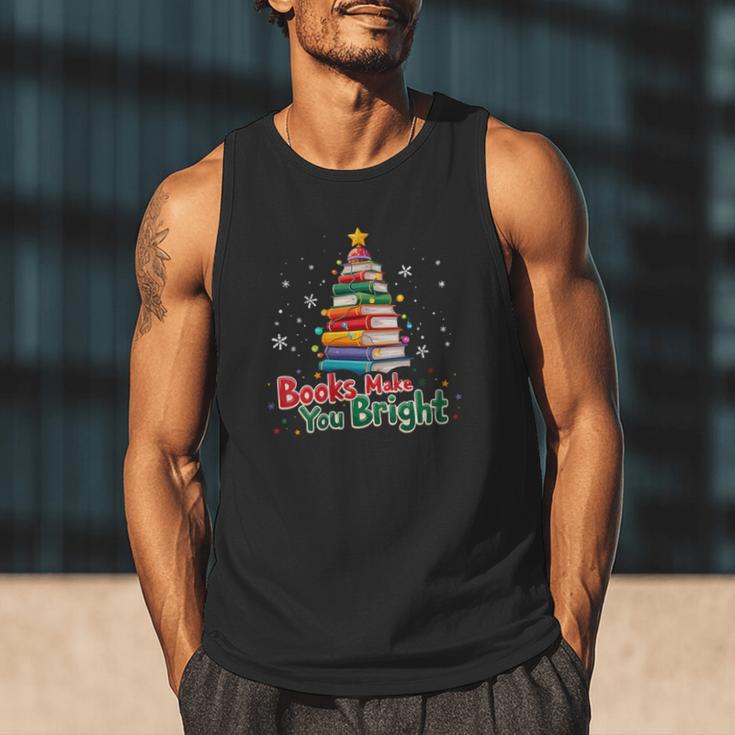 Books Make You Bright Christmas Librarian Book Lover Men Tank Top