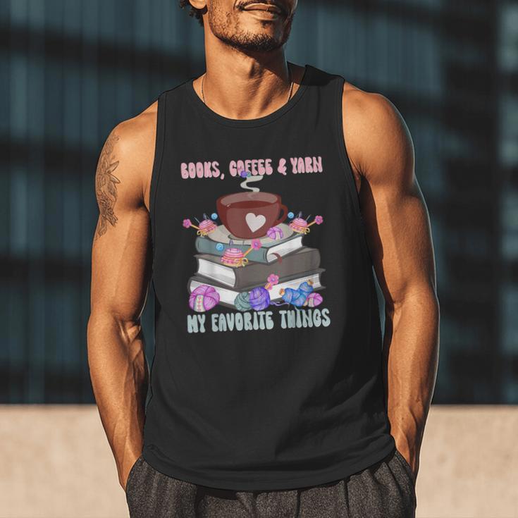 Books Coffee Yarn Lover My Favorite Things Men Tank Top