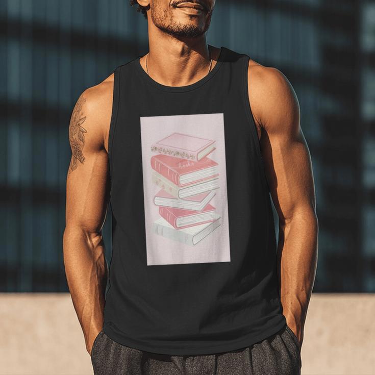 Books Flowers Art Flower Stack Pastel Feminine Men Tank Top