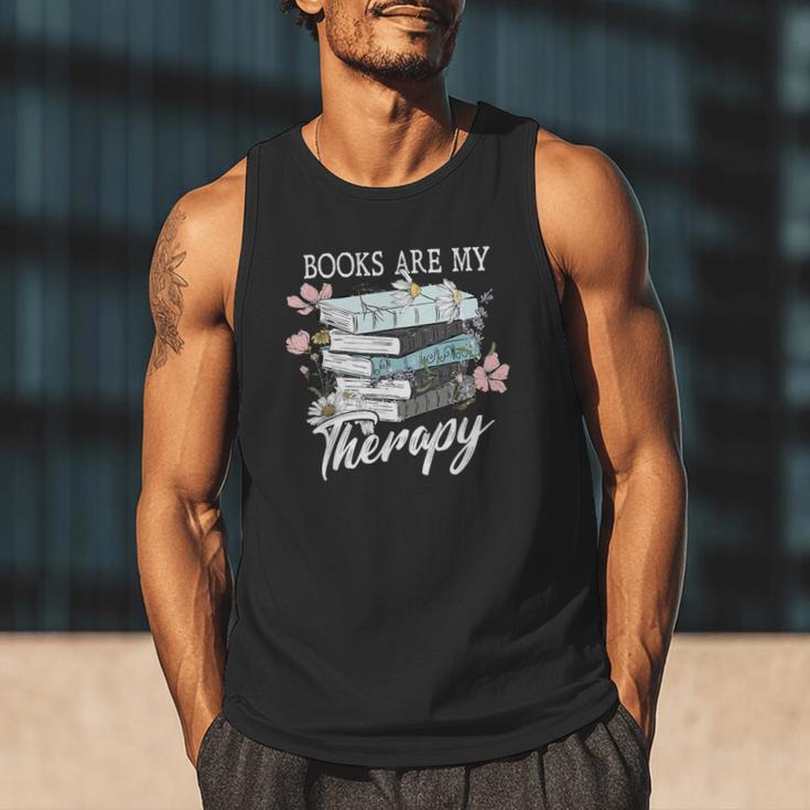 Books Are My Therapy Summer Reading Book Lovers Men Tank Top