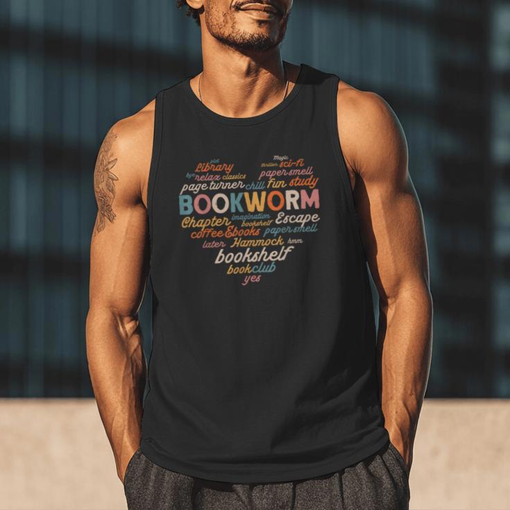 Bookworm Words Heart Book Lover Reader Reading Fun Men Tank Top