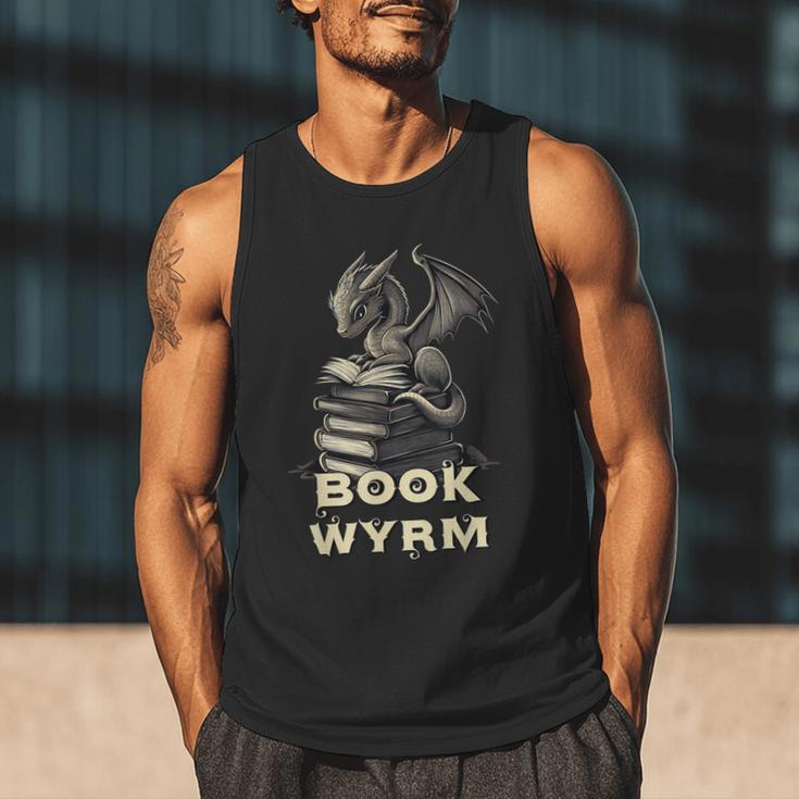 Bookwyrm Dragon Fantasy Bookish Fairytale Book Lover Men Tank Top
