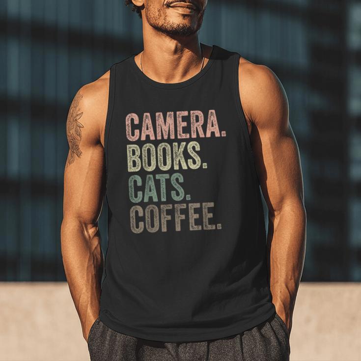 Camera Books Cats And Coffee Lover Photography Men Women Men Tank Top