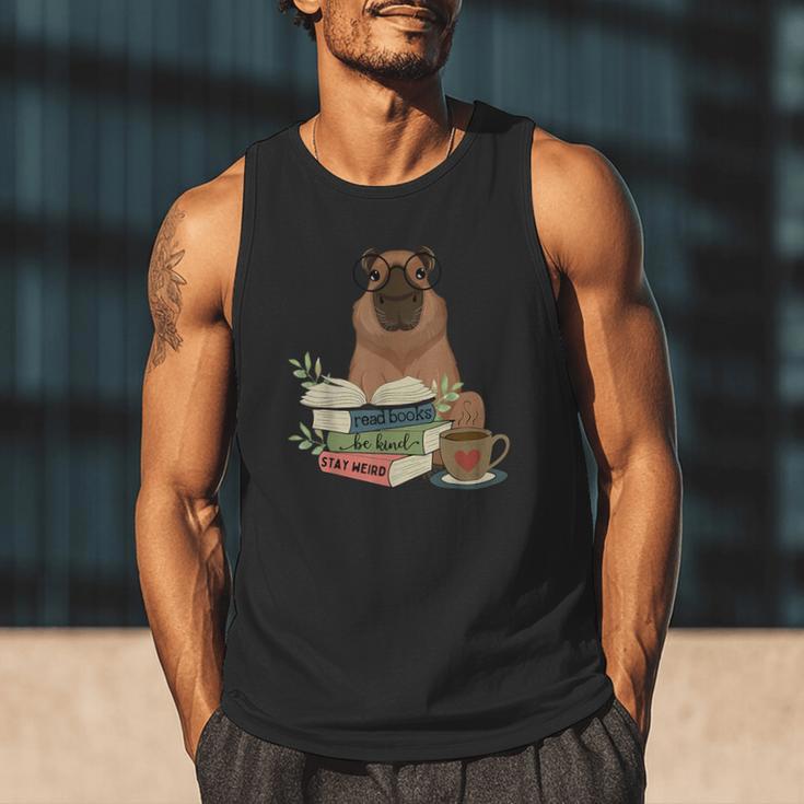 Capybara Glasses Reading Books Capybara Nerd Bookworm Men Tank Top