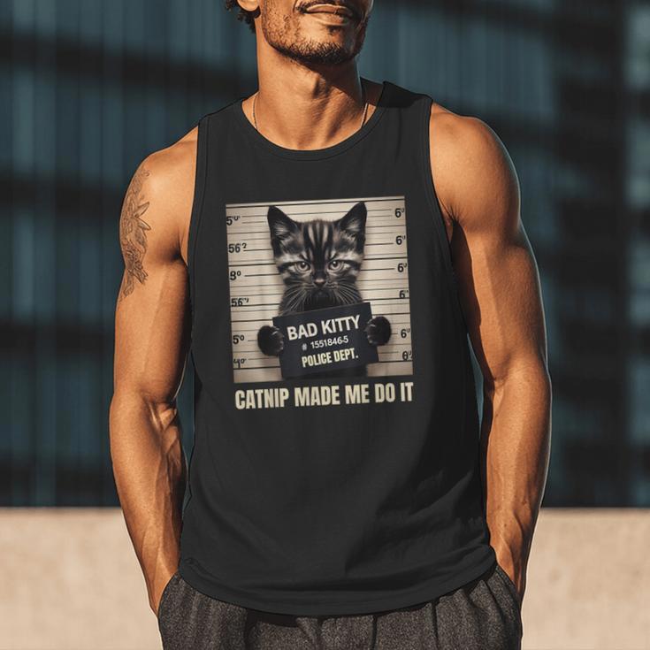Catnip Made Me Do It Mugshot For Cat Lover Cat Mom Cat Dad Men Tank Top