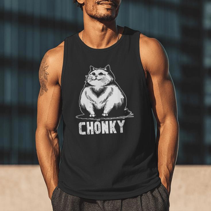Chonk Fat And Hairy Cat Cats Kittens Dad Graphic Mom Funny Men Tank Top