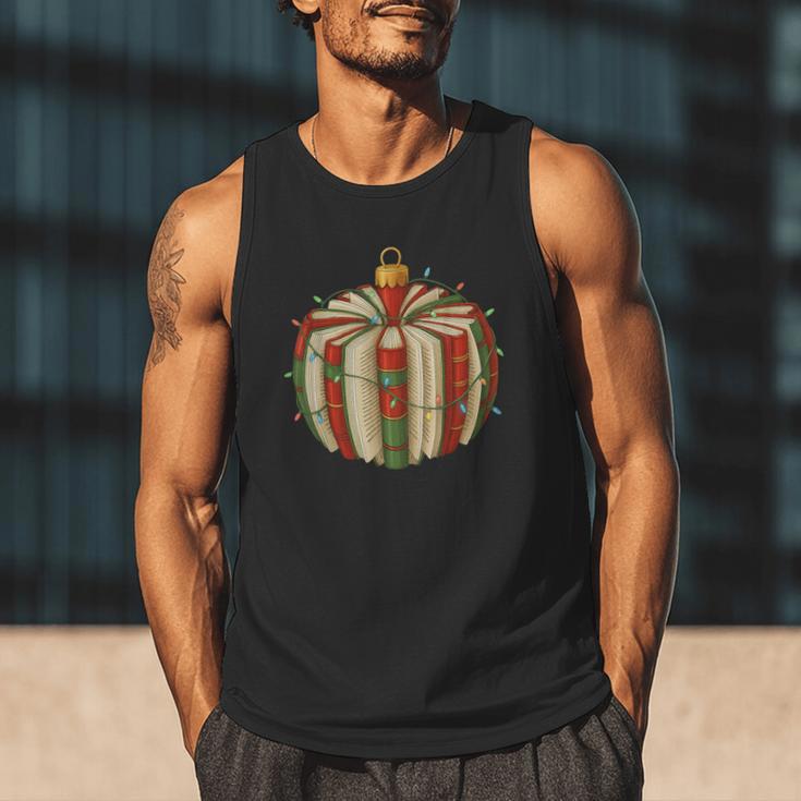 Christmas Book Ornament Lights Holiday Reading Lover Teacher Men Tank Top