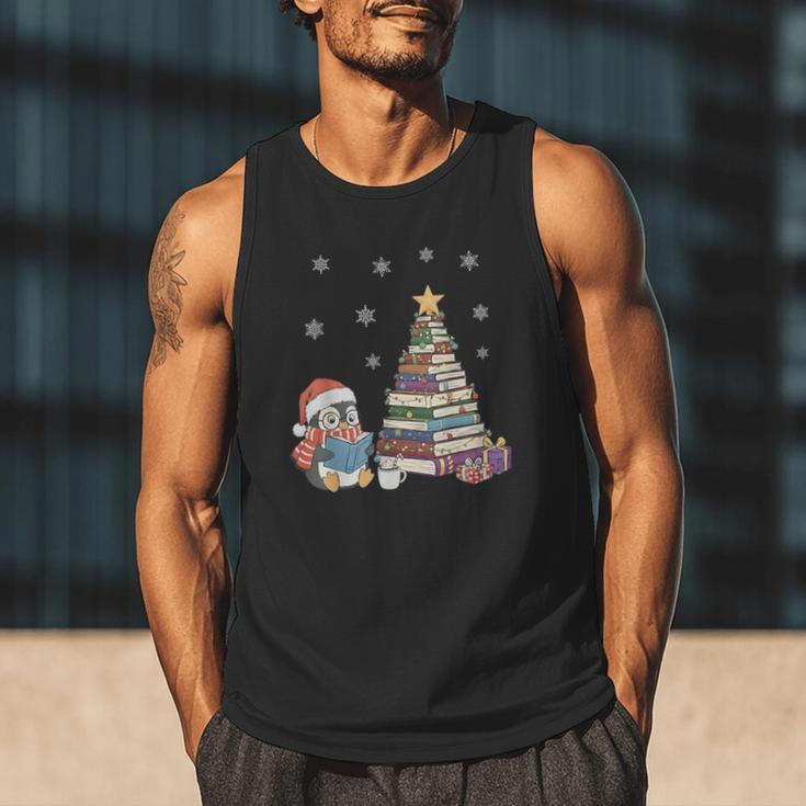 Christmas A Penguin Reading Book Snowflake Cocoa Hot Teacher Men Tank Top