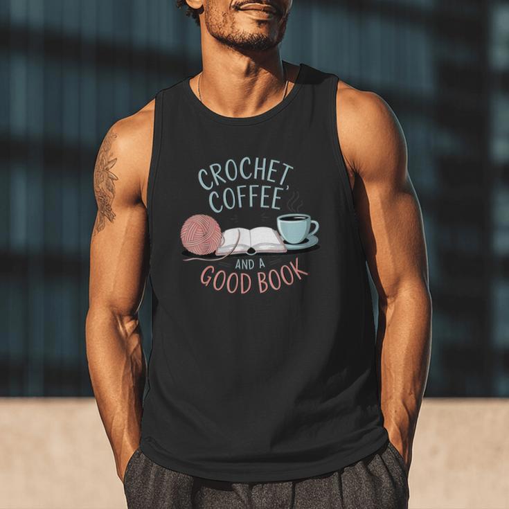 Coffee Crochet Good Book Bookish Yarn Crafter Men Tank Top Coffee Crochet Good Book Bookish Yarn Crafter Men Tank Top