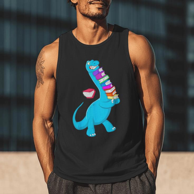 Cool Dinosaur Books Art For Men Women Libarian Book Lover Men Tank Top