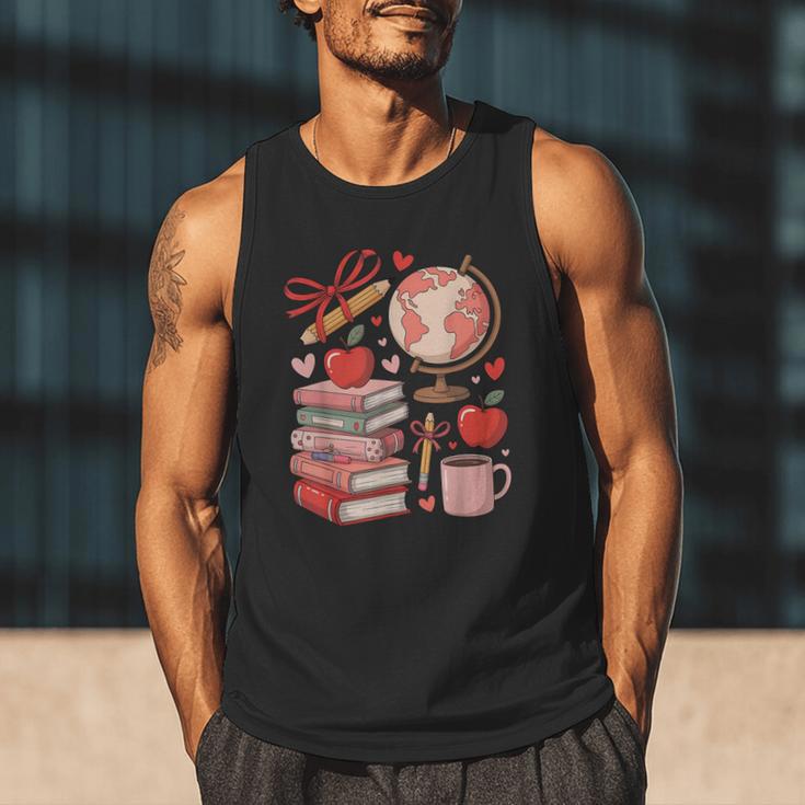 Coquette Teacher School Supplies Bows Books Globe Apple Cute Men Tank Top