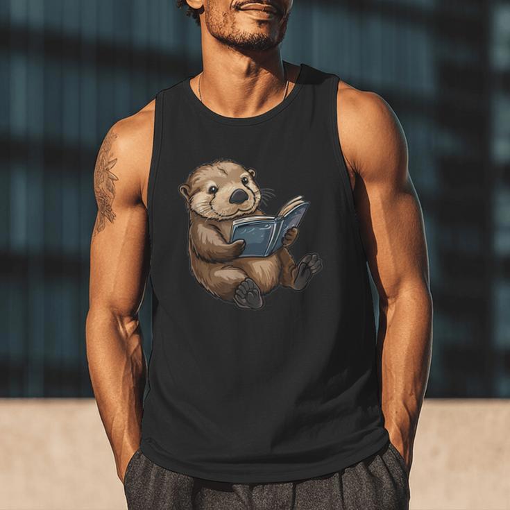 Cute Book Sea Otter Men Tank Top Cute Book Sea Otter Men Tank Top