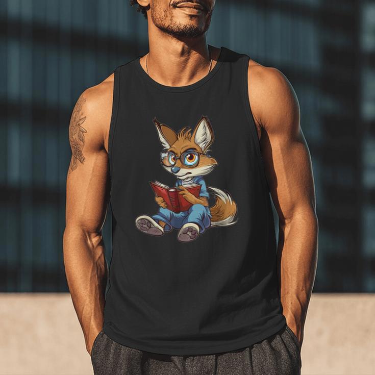Cute Coyote With Book I Kids Coyote Men Tank Top Cute Coyote With Book I Kids Coyote Men Tank Top