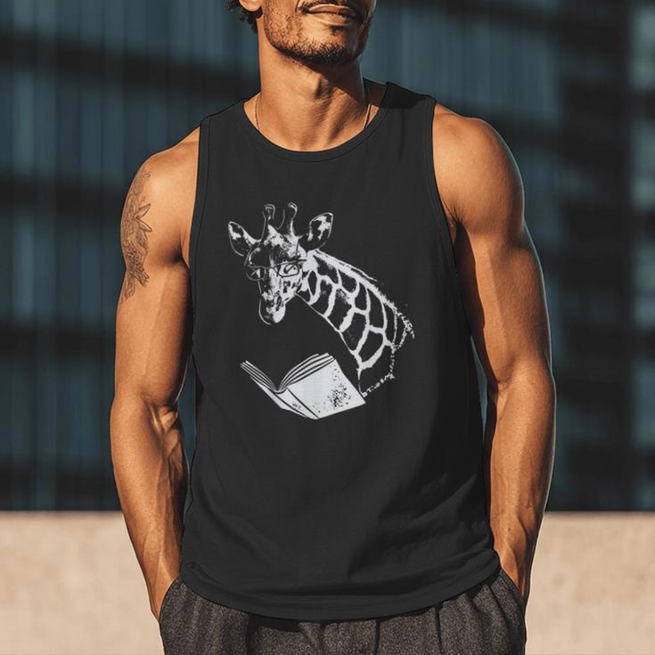 Cute Giraffe Wear Glasses Reading Book Librarian Bookworm Men Tank Top Cute Giraffe Wear Glasses Reading Book Librarian Bookworm Men Tank Top