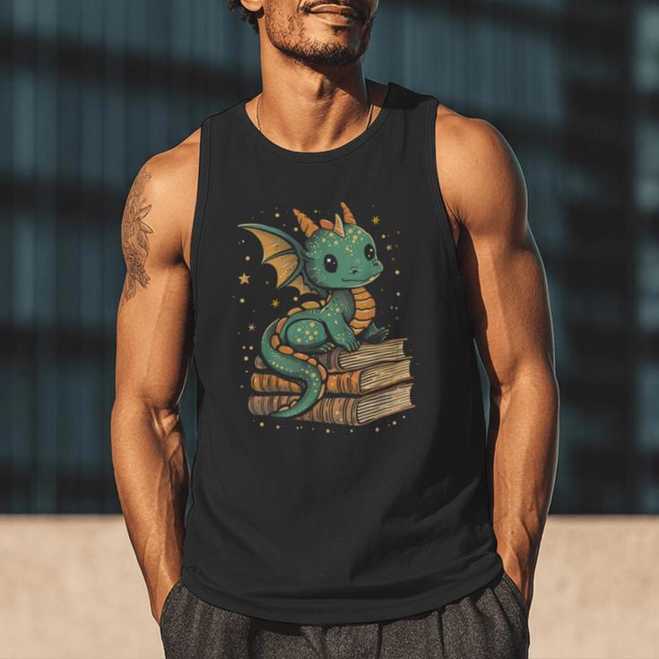 Cute Kawaii Dragon Fantasy Book Lover Book Nerd Men Tank Top Cute Kawaii Dragon Fantasy Book Lover Book Nerd Men Tank Top