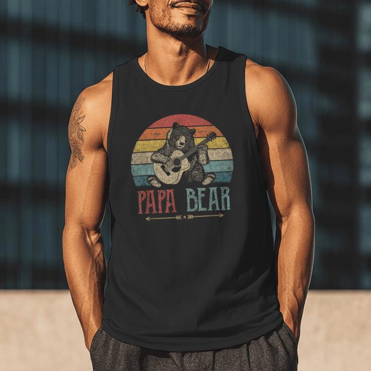 Cute Papa Bear Vintage Father's Day Retro Dad Guitar Men Tank Top