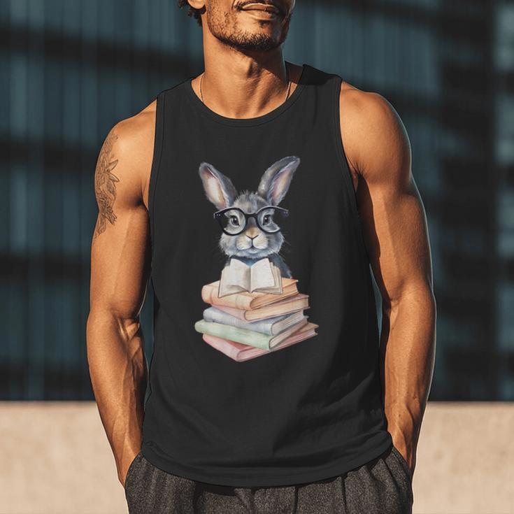 Cute Reading Bunny With Glasses Books Reader Book Bookworm Men Tank Top